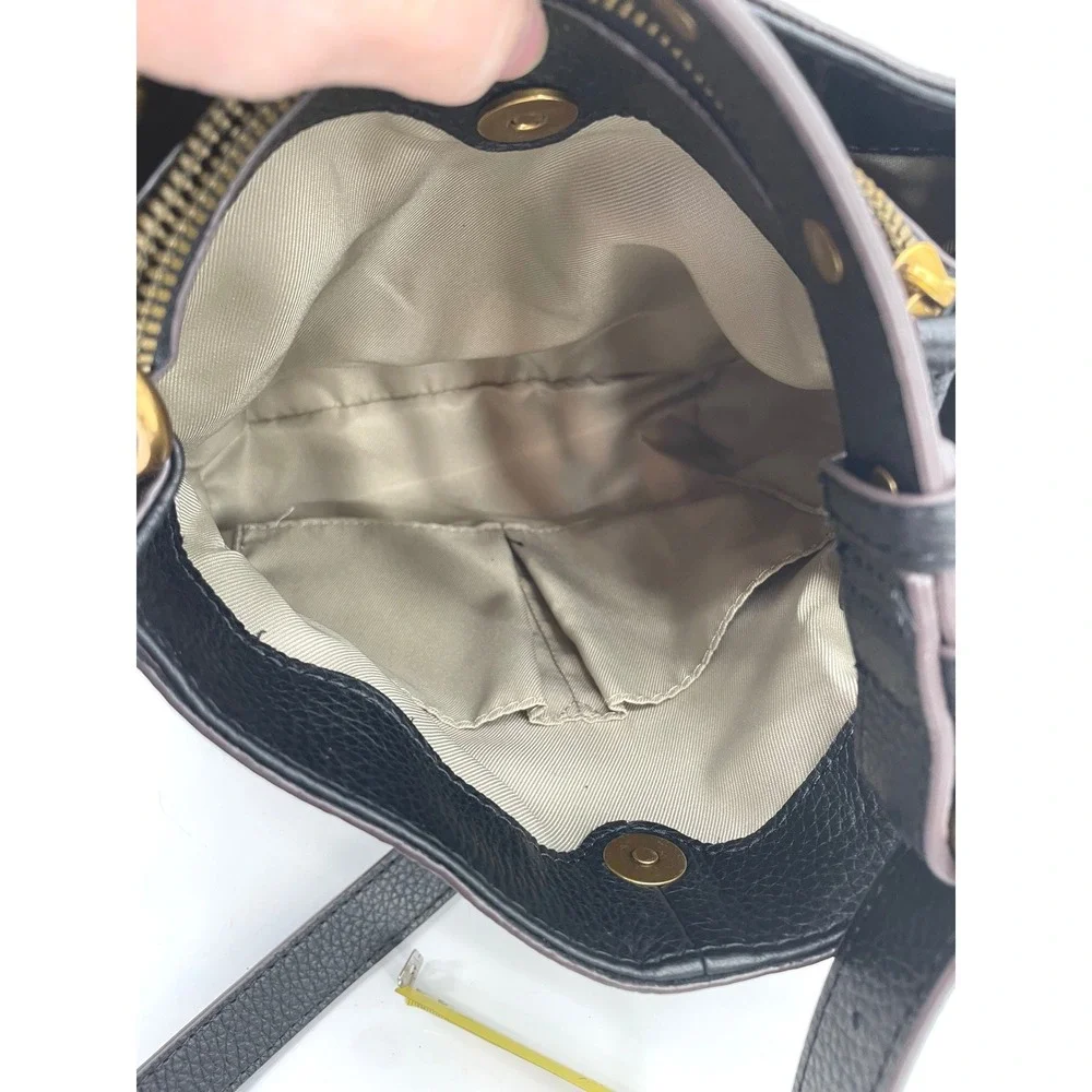 American Leather Co Luca Crossbody Bag Womens Medium Black Pebbled Leather Boho